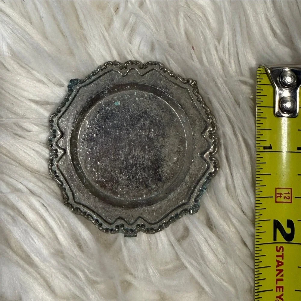 Vintage 1978 Imperial Silver Tone Scalloped Mini Trinket Dish Coaster 2 Inch
